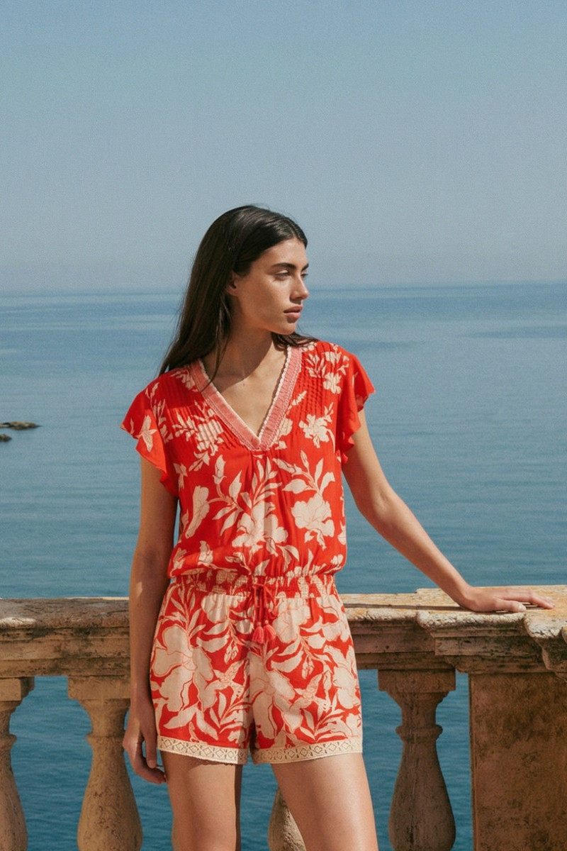 Short Jumpsuit Sasha - Coral Palm Beach 1