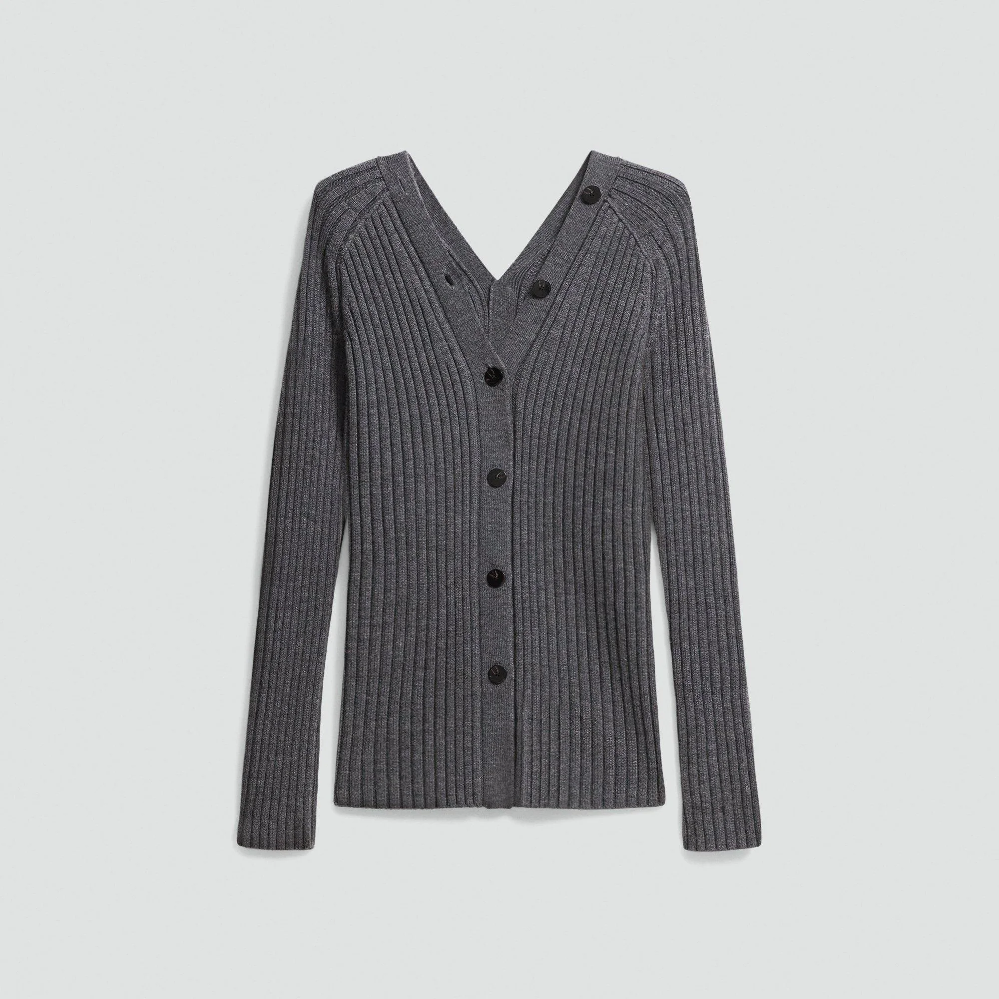 Button-Back Cardigan in Merino Wool - 1