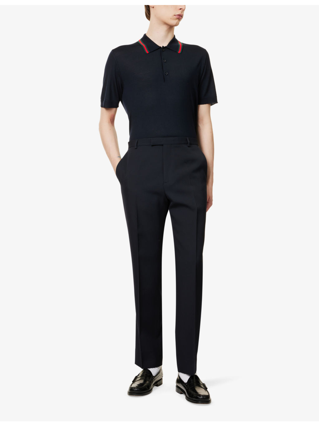 Brand-trim regular-fit wool sweatshirt - 2