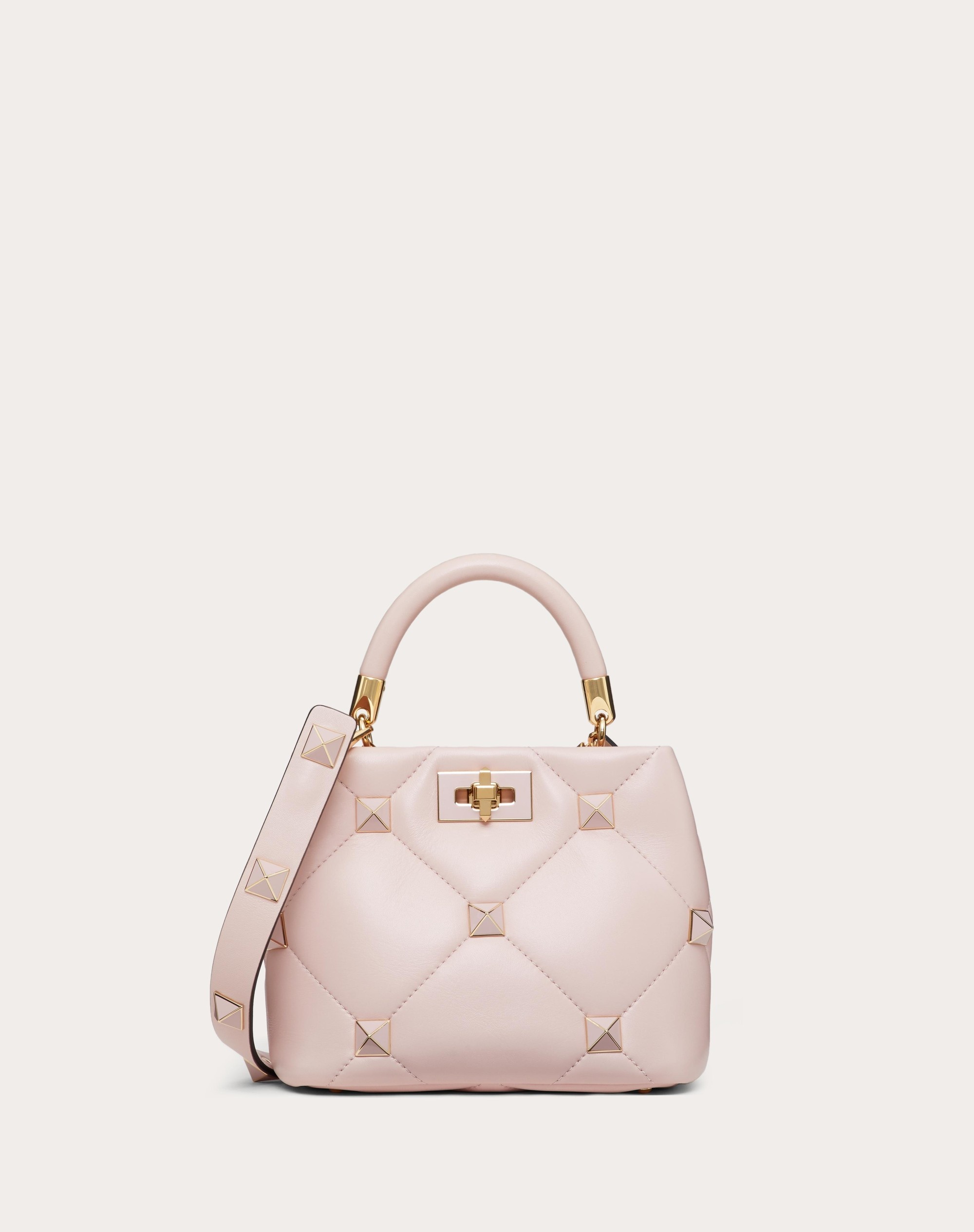 Valentino SMALL ROMAN STUD THE HANDLE BAG IN NAPPA WITH ENAMELED STUDS | REVERSIBLE