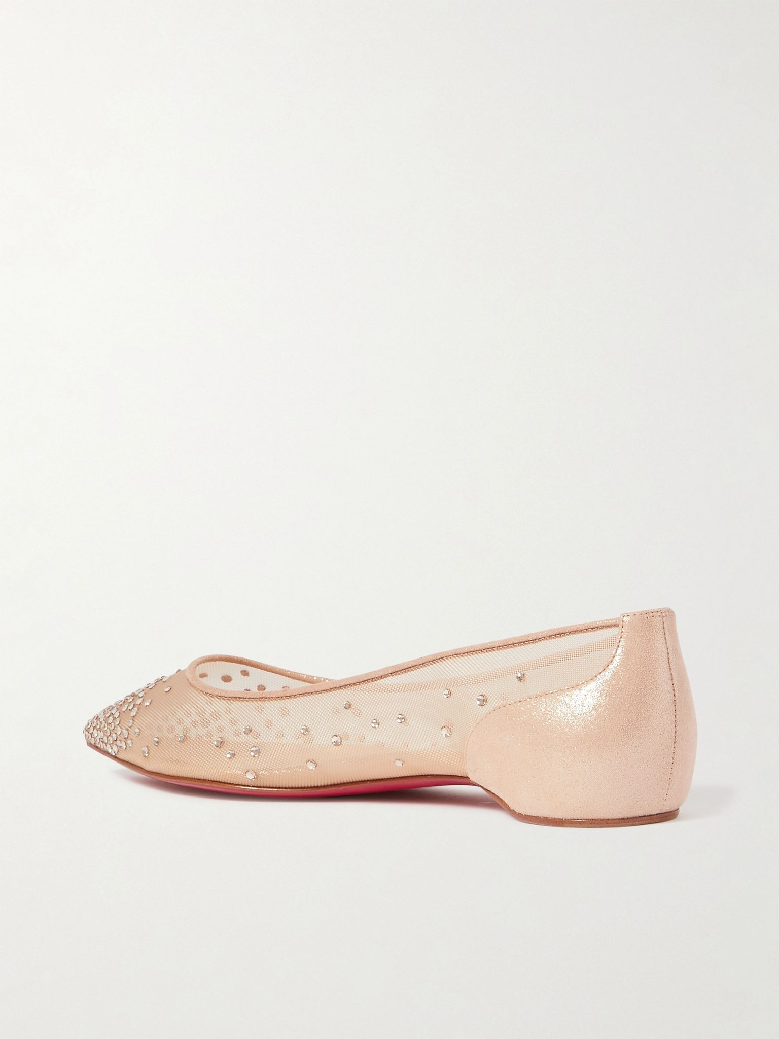 Follies Swarovski crystal-embellished mesh and lamé point-toe flats Neutral - 3