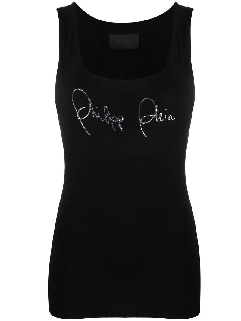 rhinestone-logo tank top 1