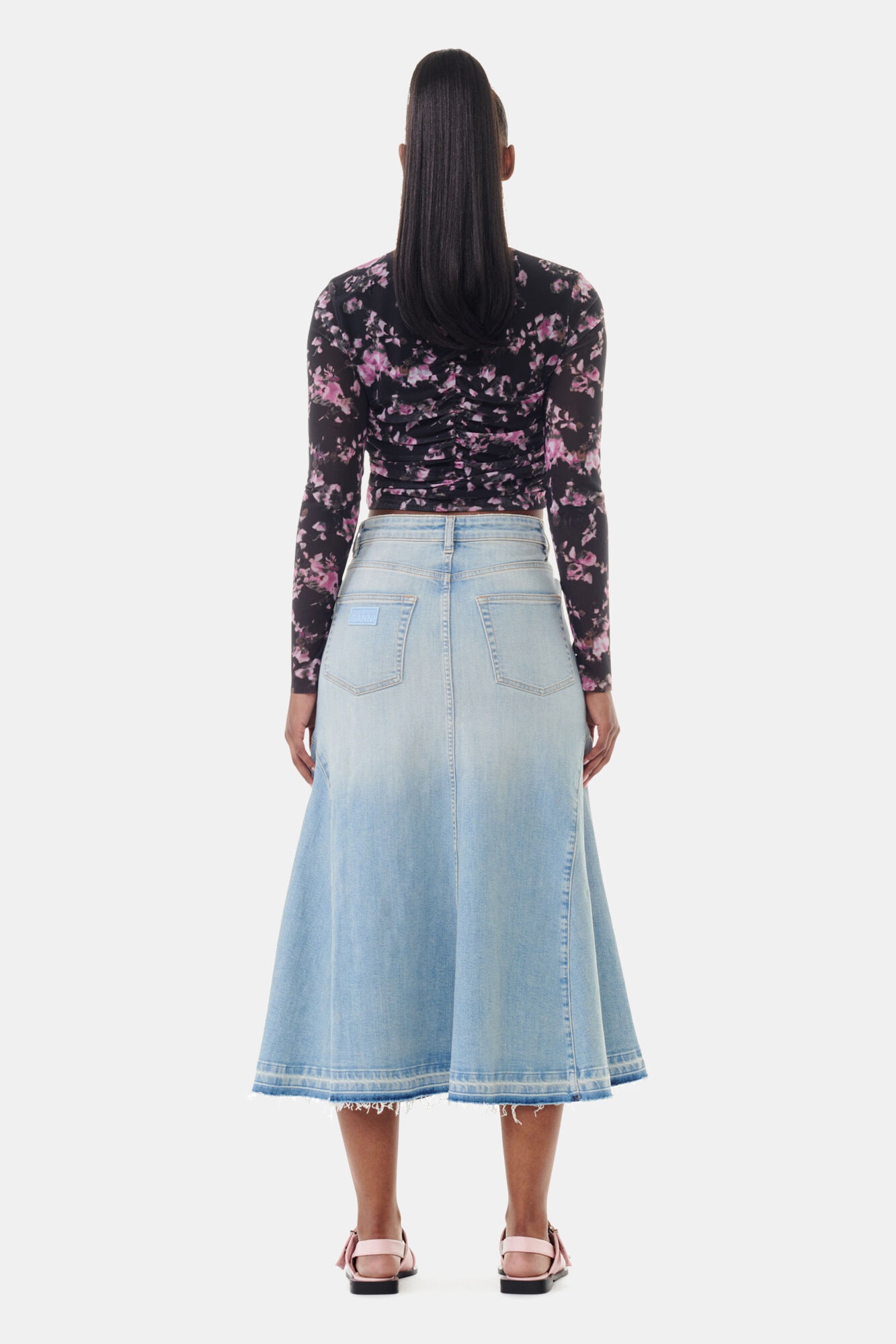 LIGHT BLUE DENIM MIDI SKIRT - 4