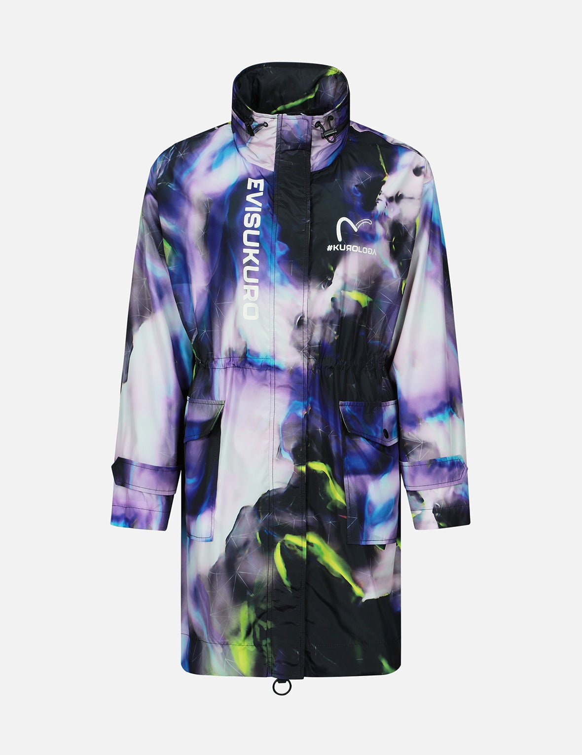 Abstract Print Hooded Wind Coat - 2