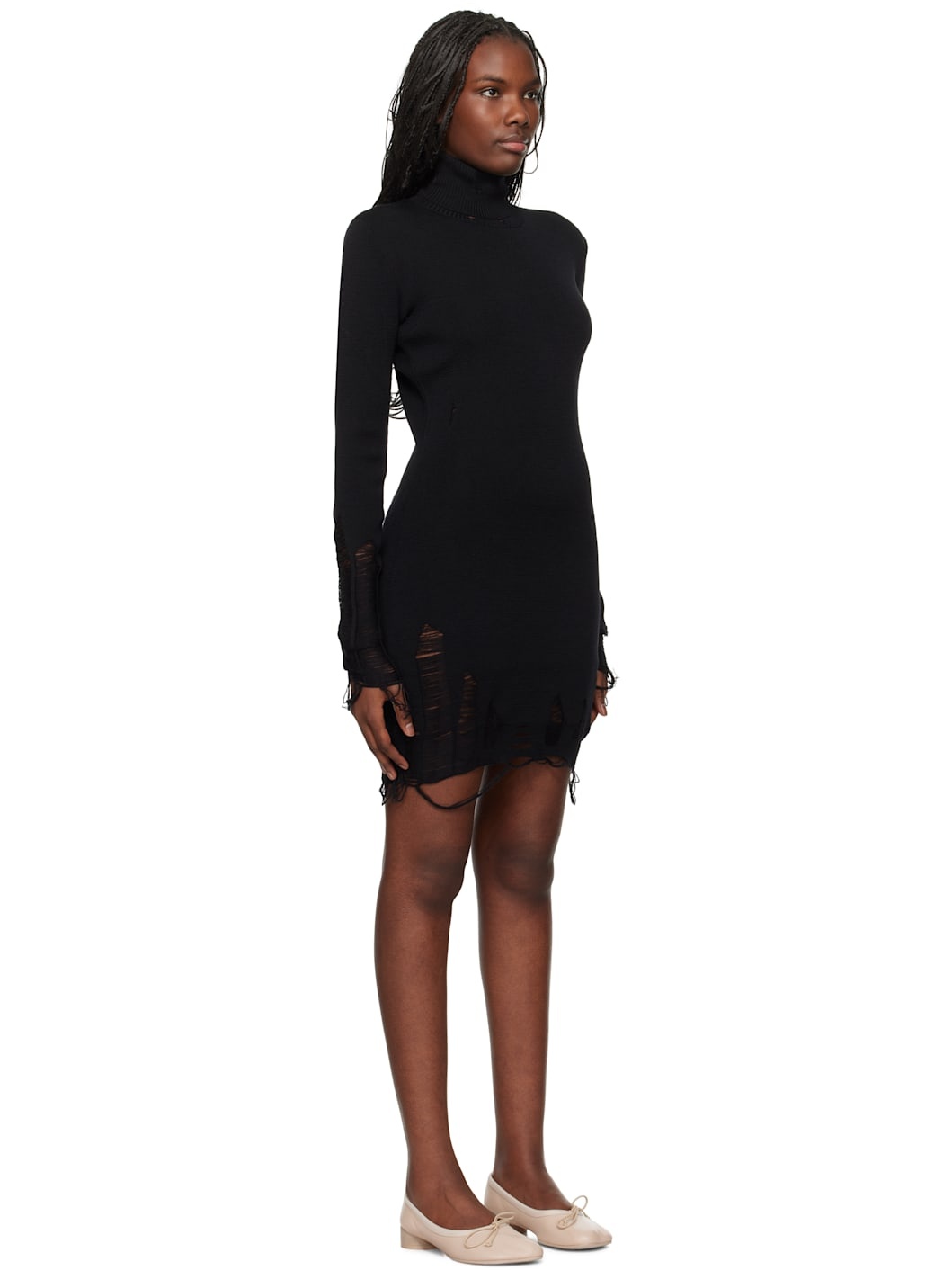Black Distressed Minidress - 4