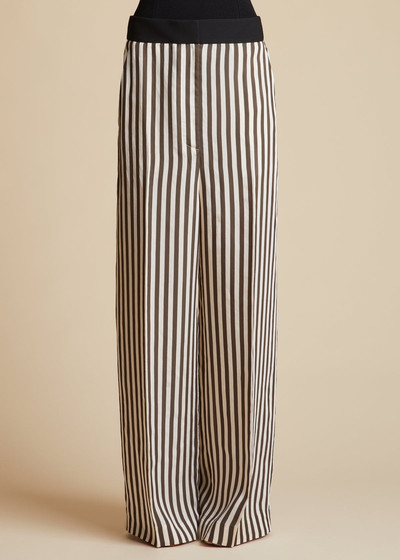 KHAITE The Banton Pant in Ivory with Dark Brown Stripes outlook