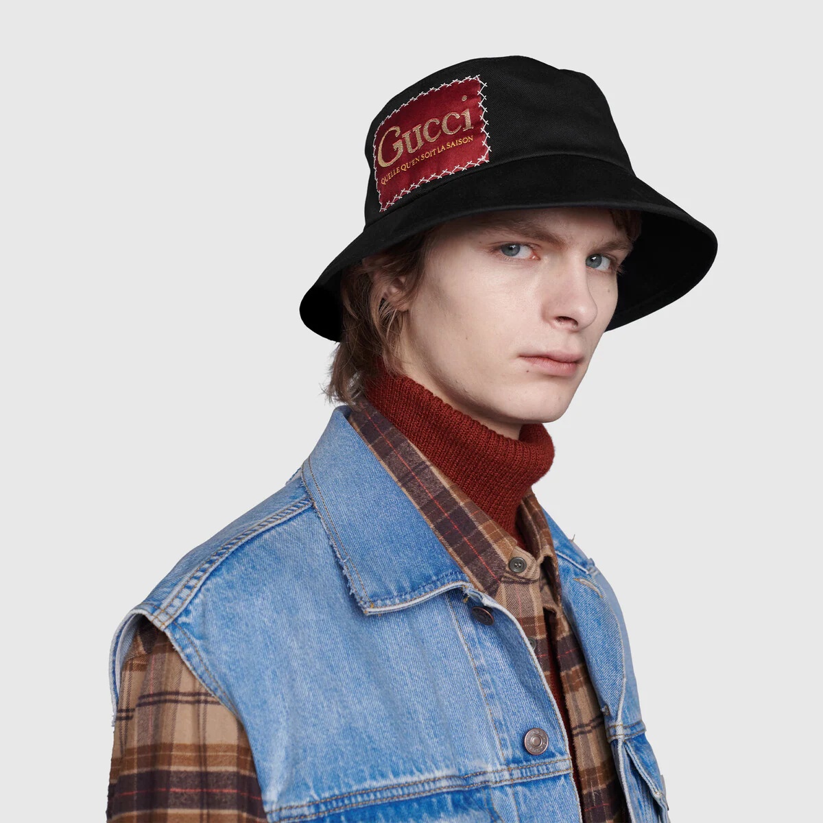 Cotton bucket hat with Gucci label - 4