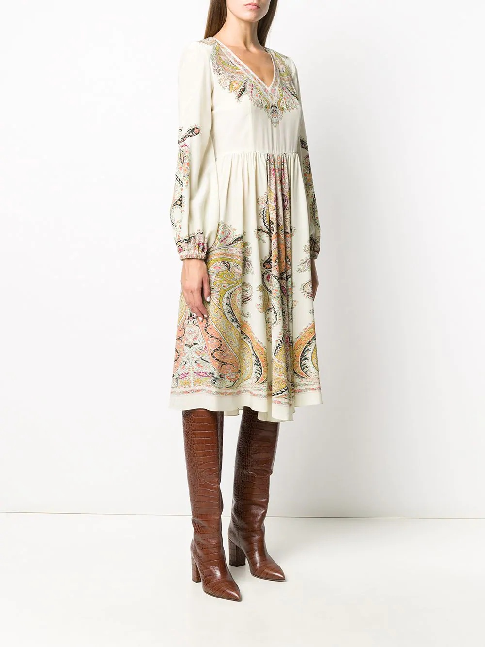 paisley print silk dress - 3