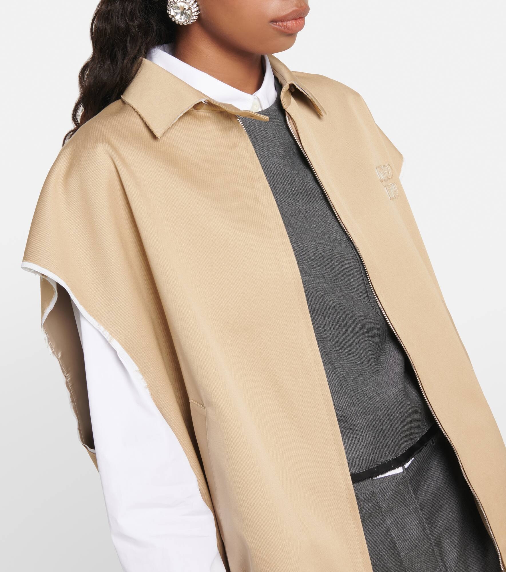 Zip-up cotton twill vest - 4