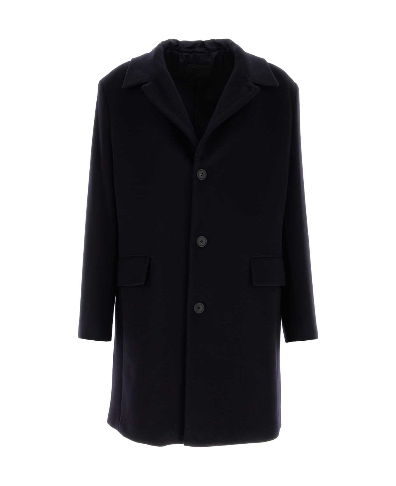 Midnight Blue Wool Blend Coat - 1