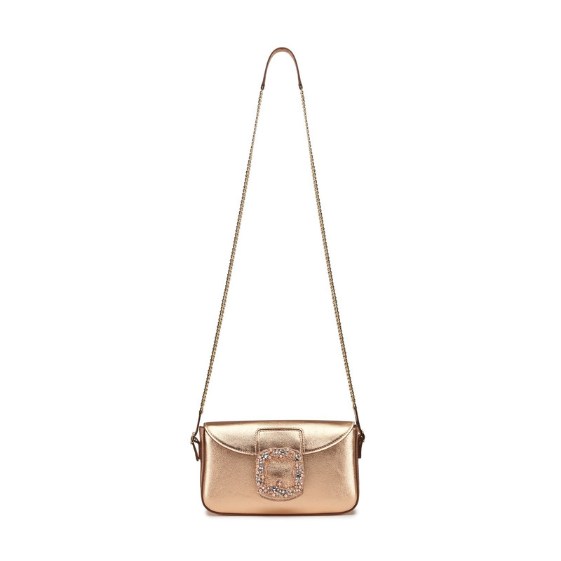 Pink laminated leather shoulder bag 3