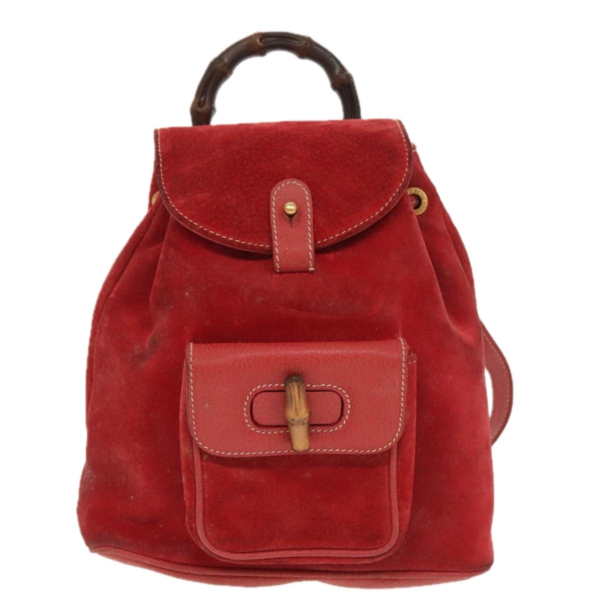 GUCCI Bamboo Backpack Suede Red Gold 003 58 003 58 - 2