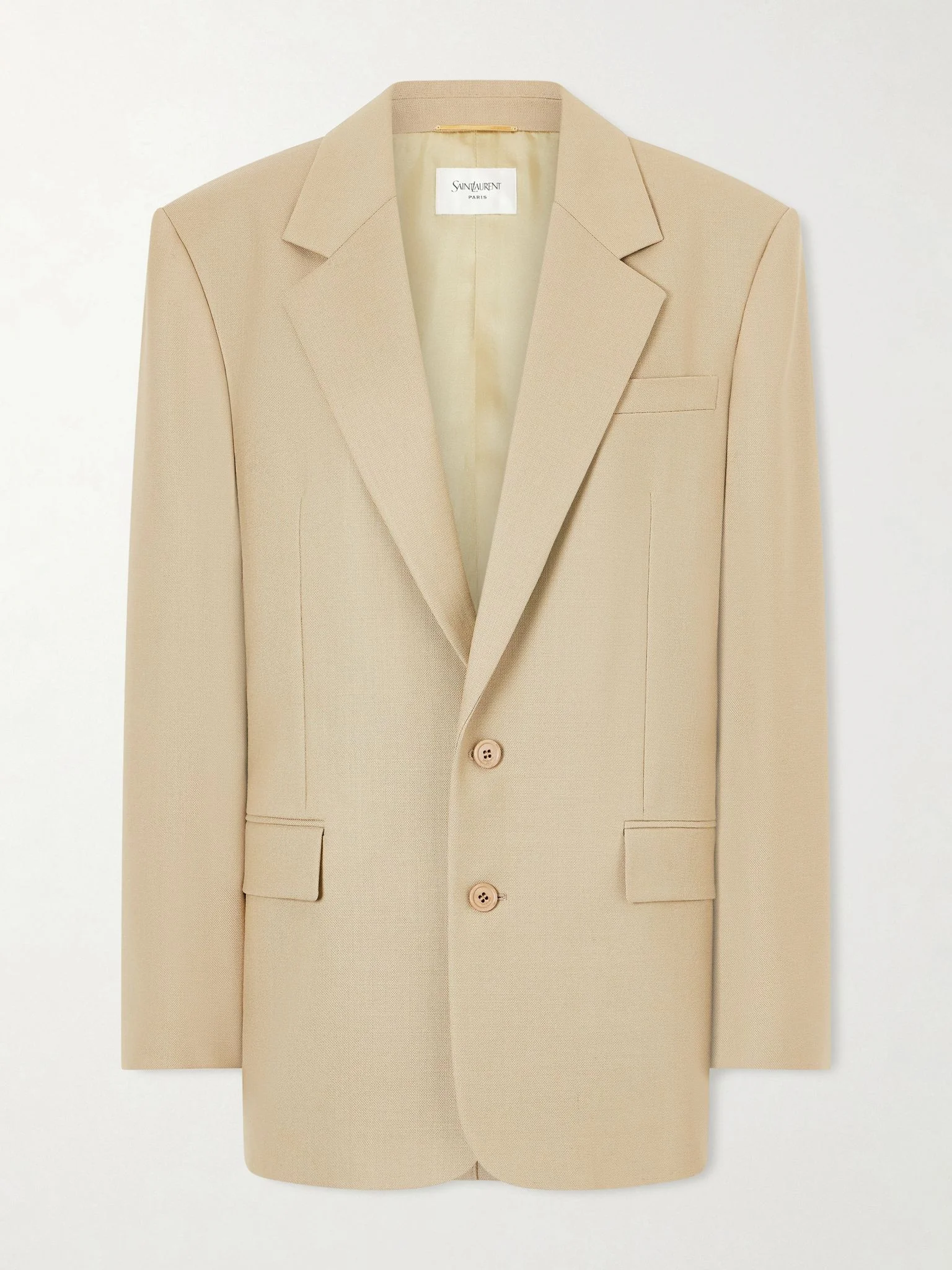 Wool and silk-blend blazer Beige - 1