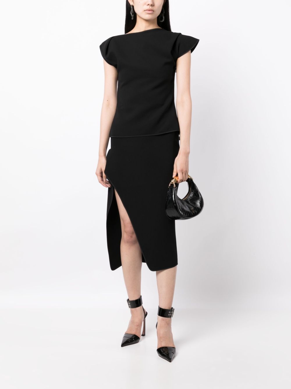 asymmetric cap-sleeved T-Shirt - 2
