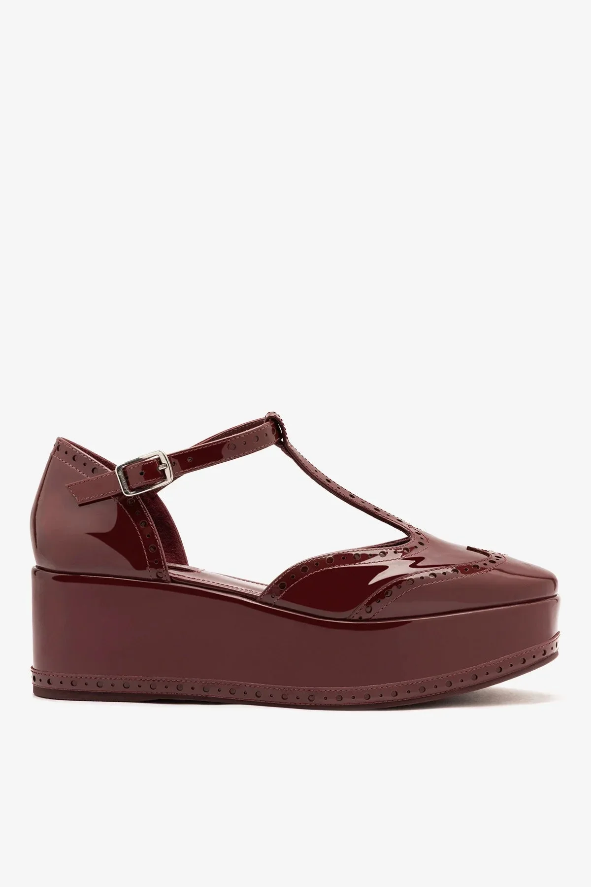 Luna Flatform Sandal Burgundy Patent Leather - 1