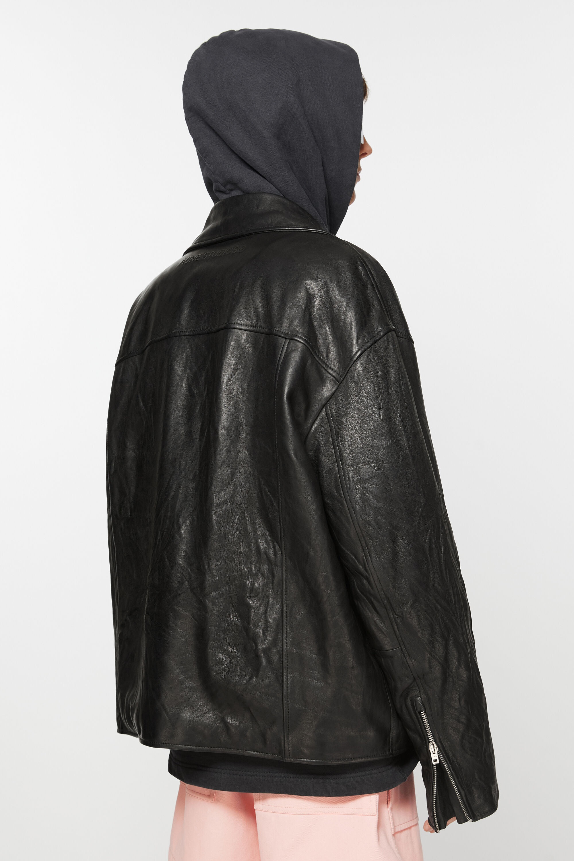 Distressed leather jacket - Black - 4