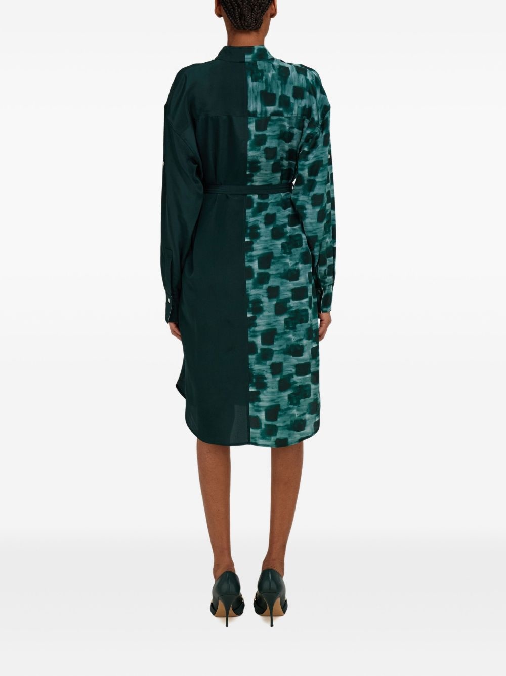 colour-blocked belted shirt dress - 3