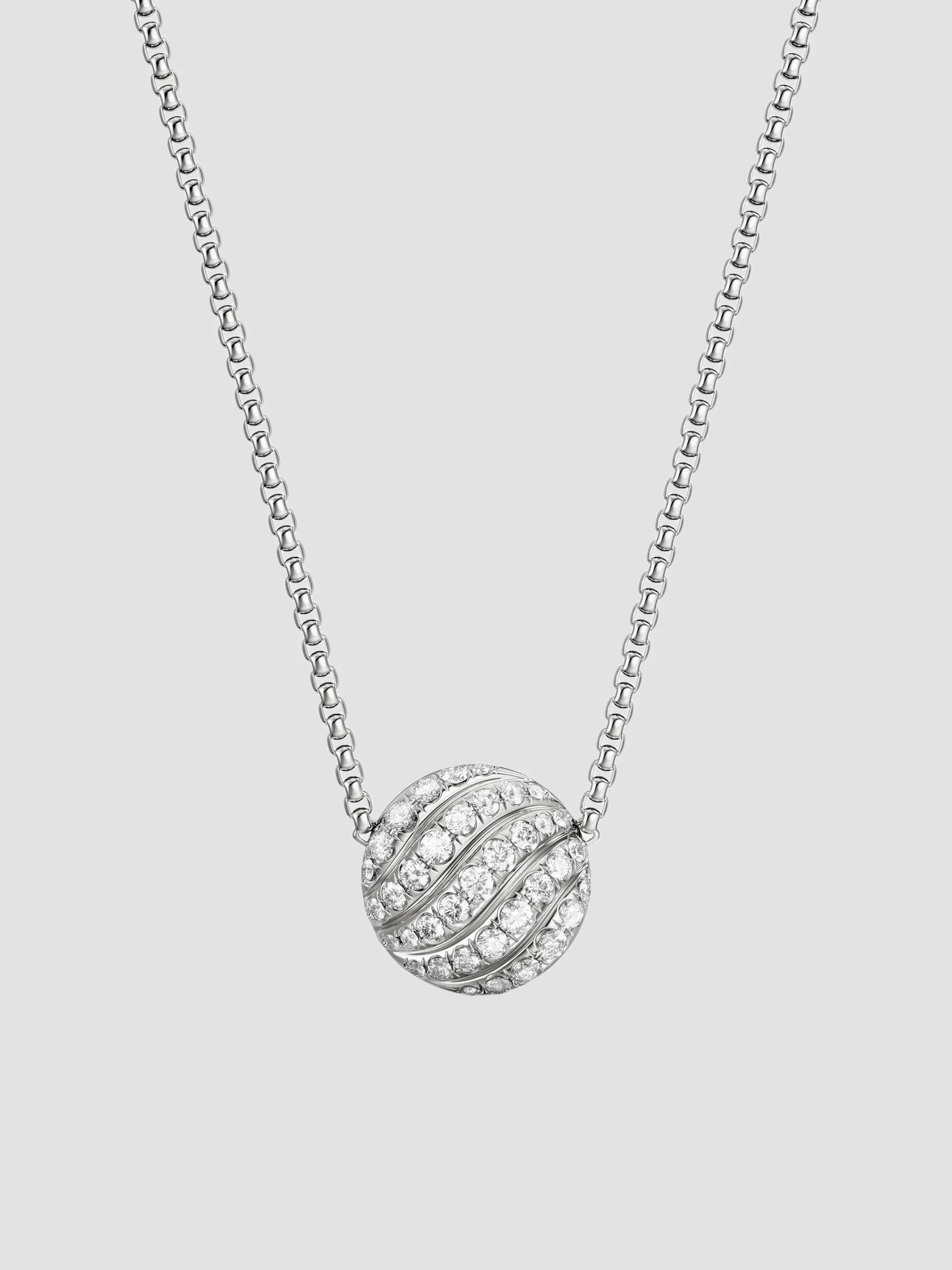 Women's Sculpted Cable Pendant Necklace in Sterling Silver - Diamond - 1