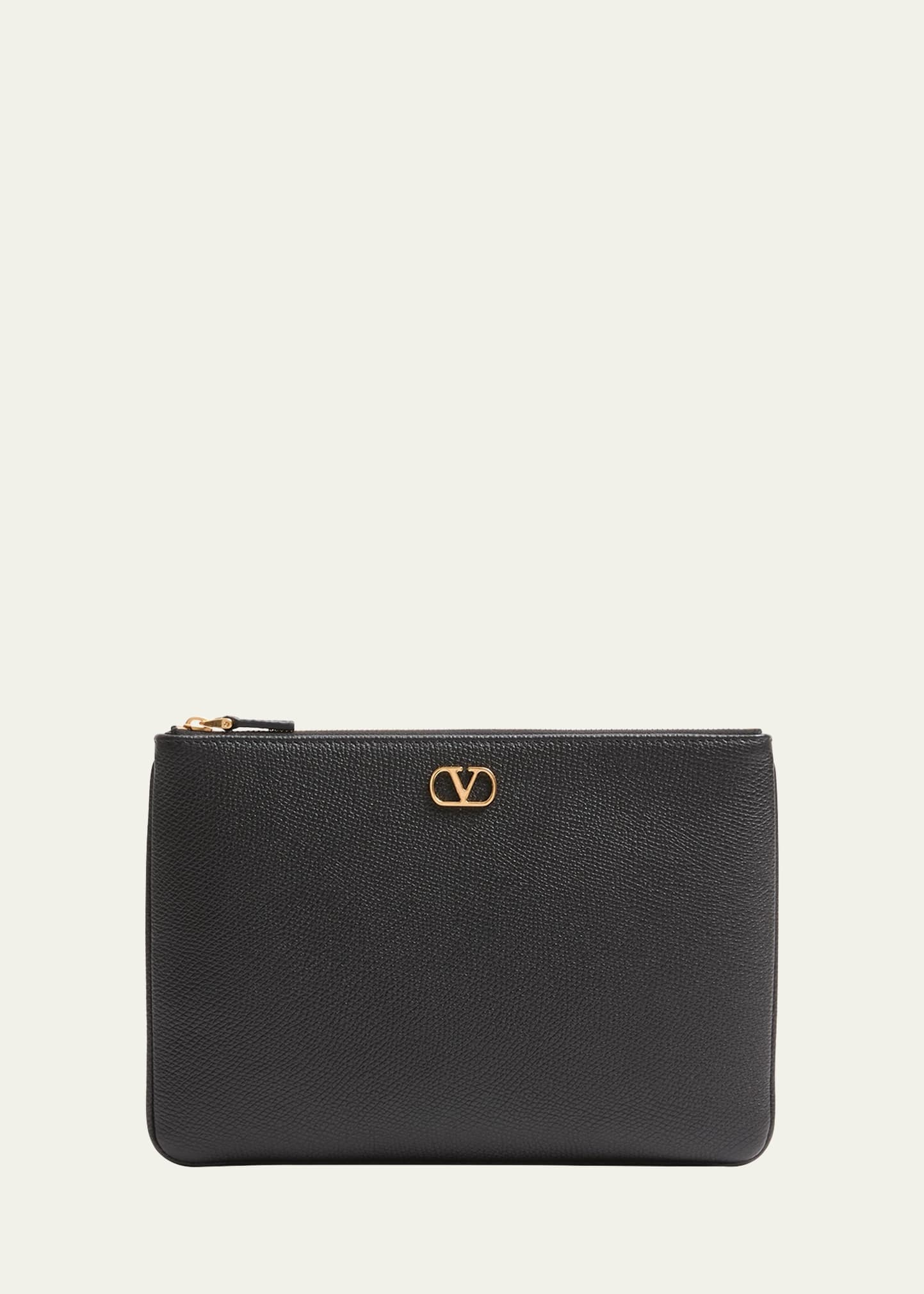 Medium VLOGO Leather Flat Pouch Bag - 1