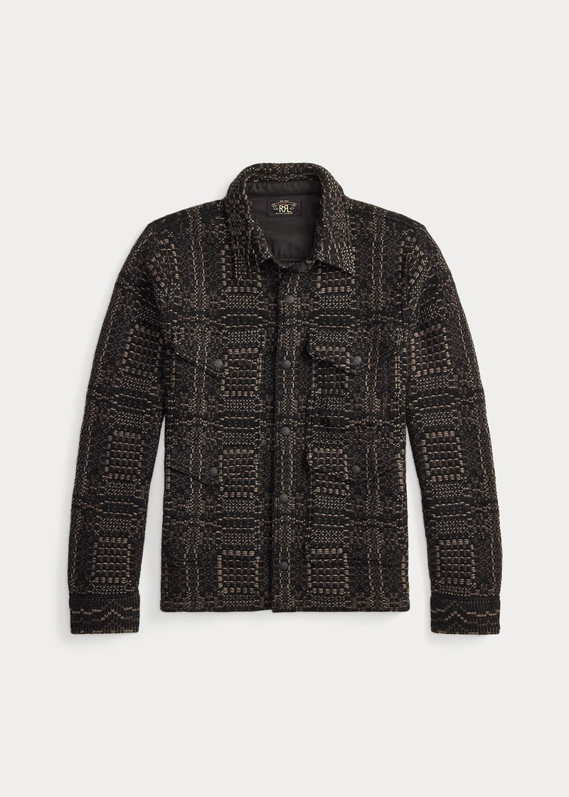 Jacquard-Knit Wool Overshirt Sweater 1