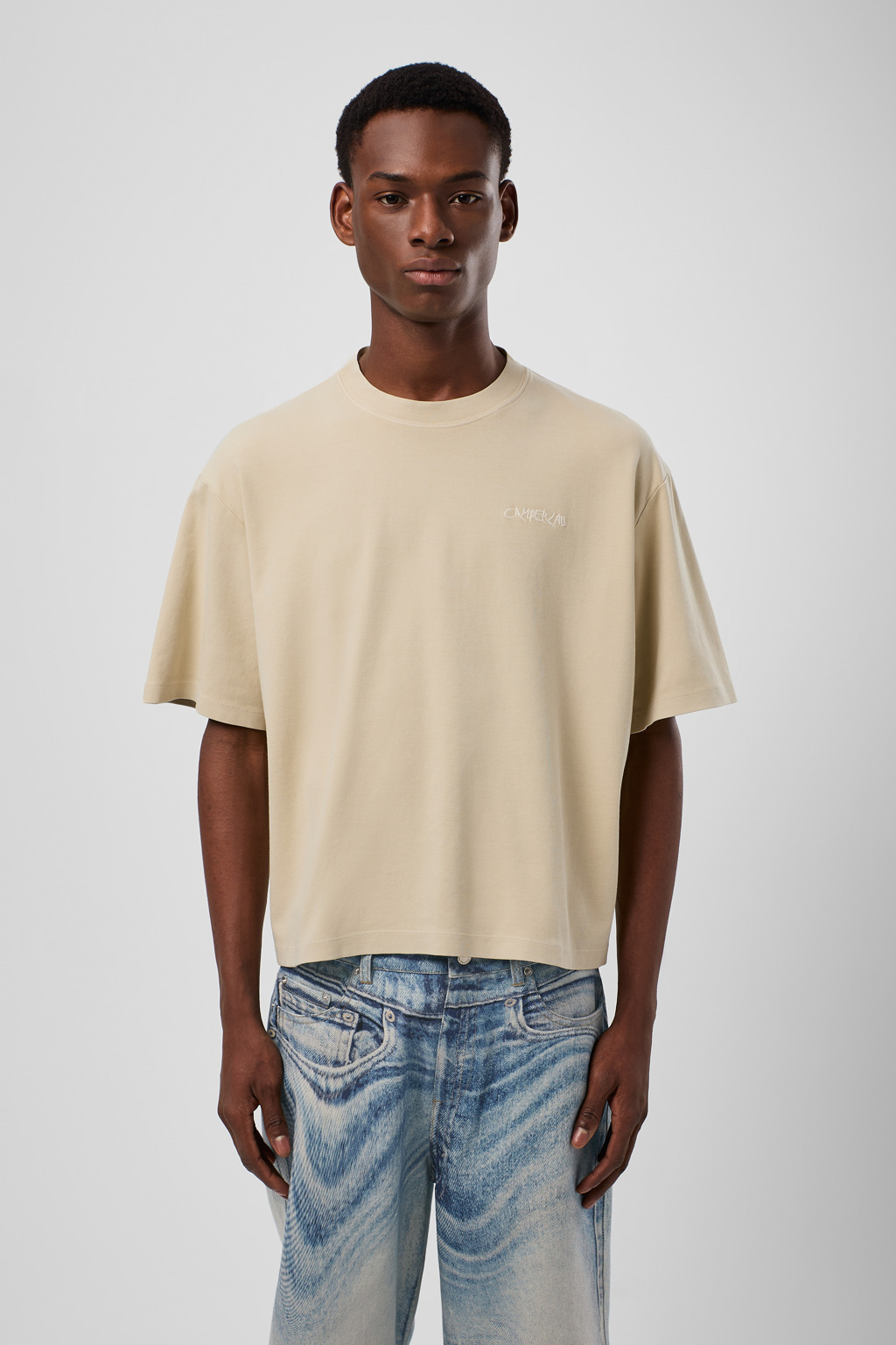 Beige Cotton T-shirt - 2