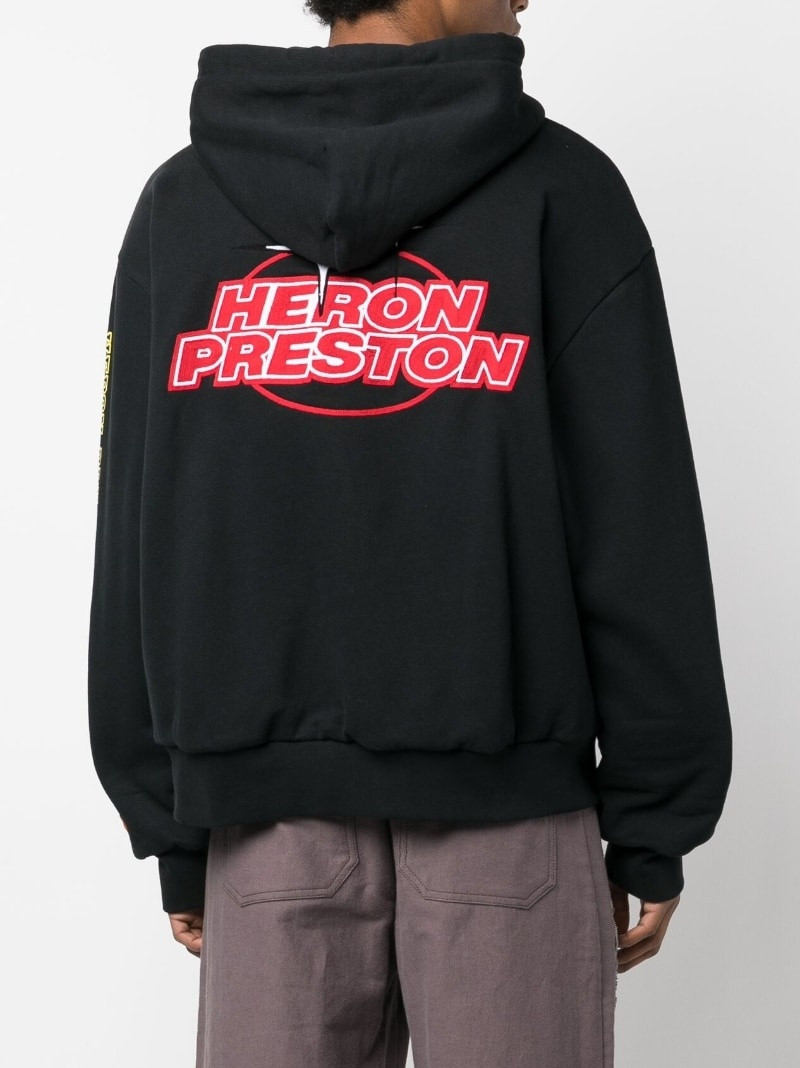 Heron Preston zip-up logo-print hoodie outlook