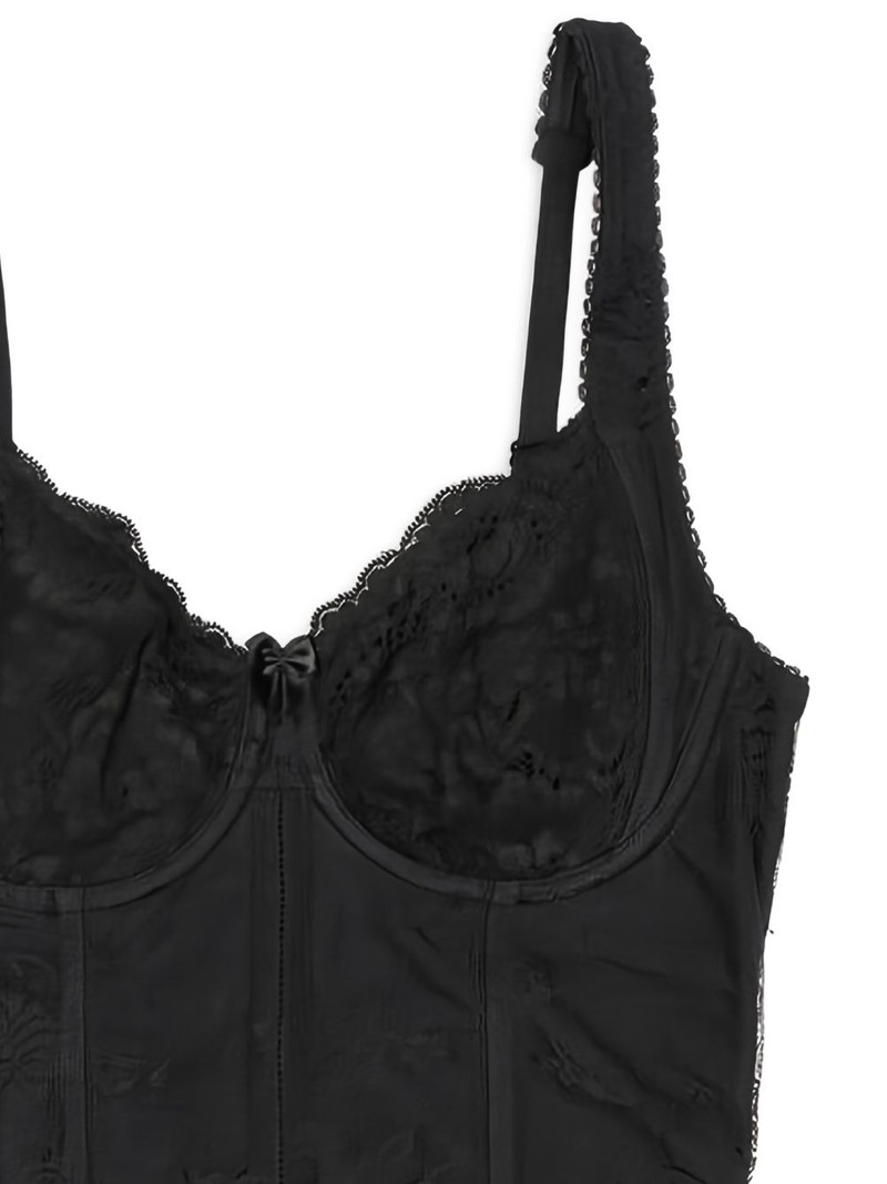 BALENCIAGA sweetheart-neck lace top outlook