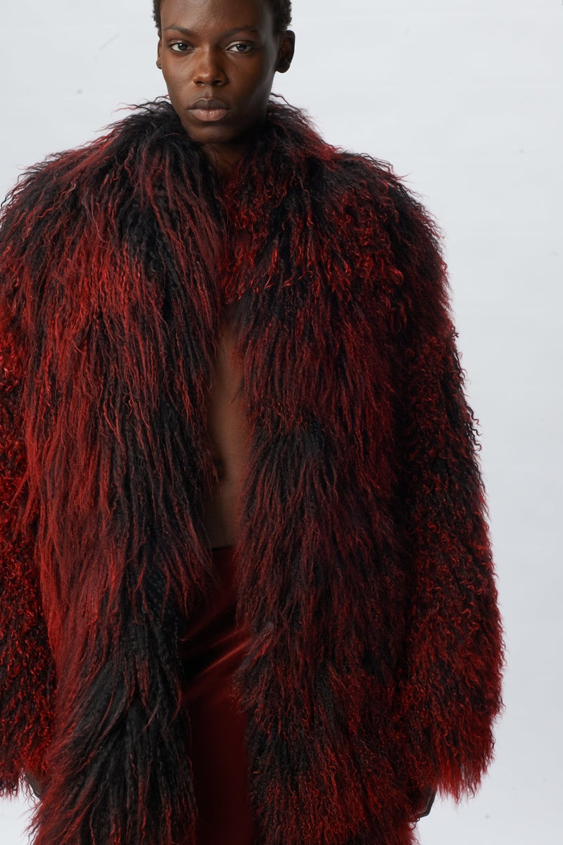 Jacobina Shearling Collarless Coat Open Back 5