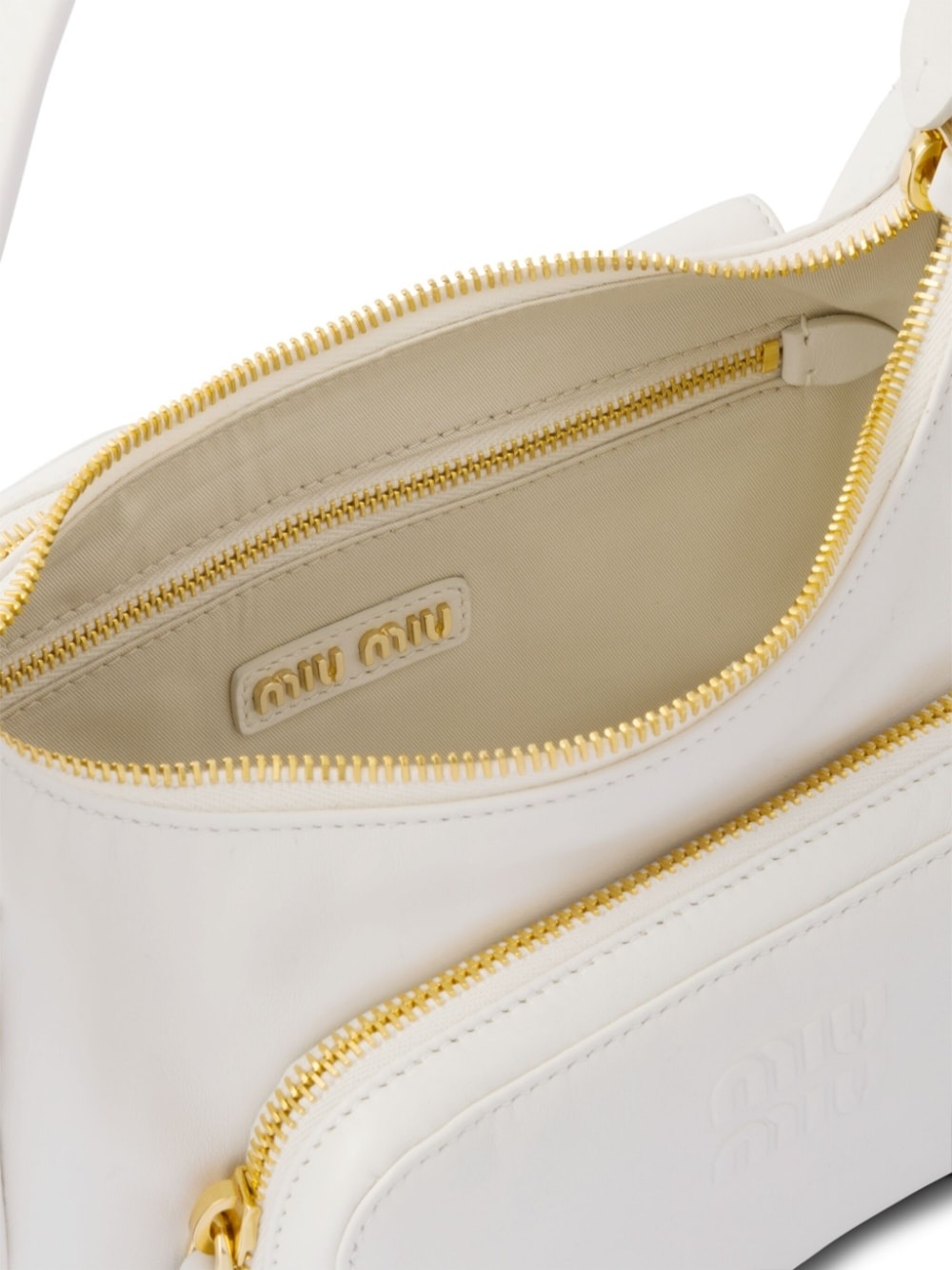logo-embossed leather shoulder bag - 7