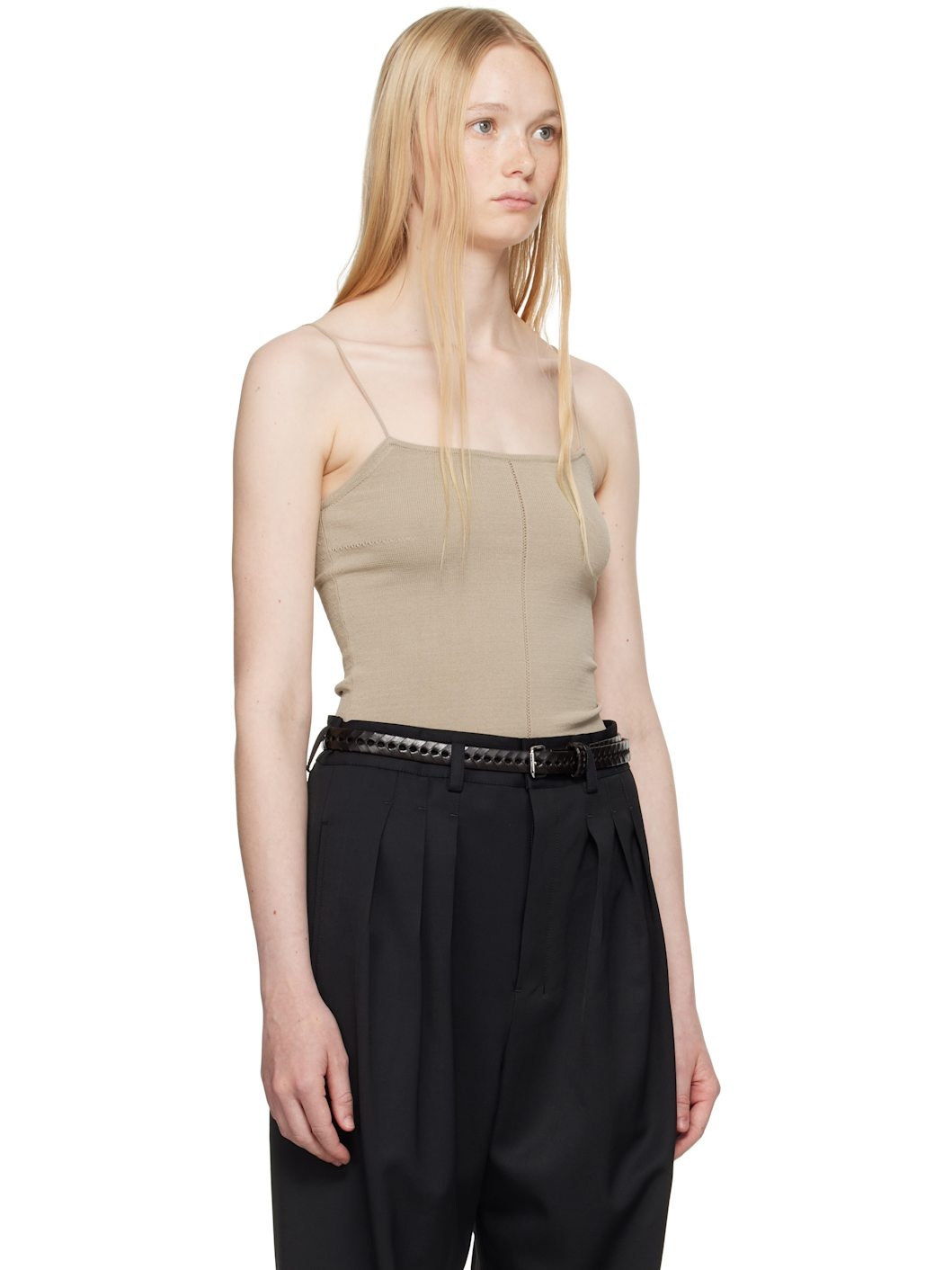 Beige Straps Tank Top - 2