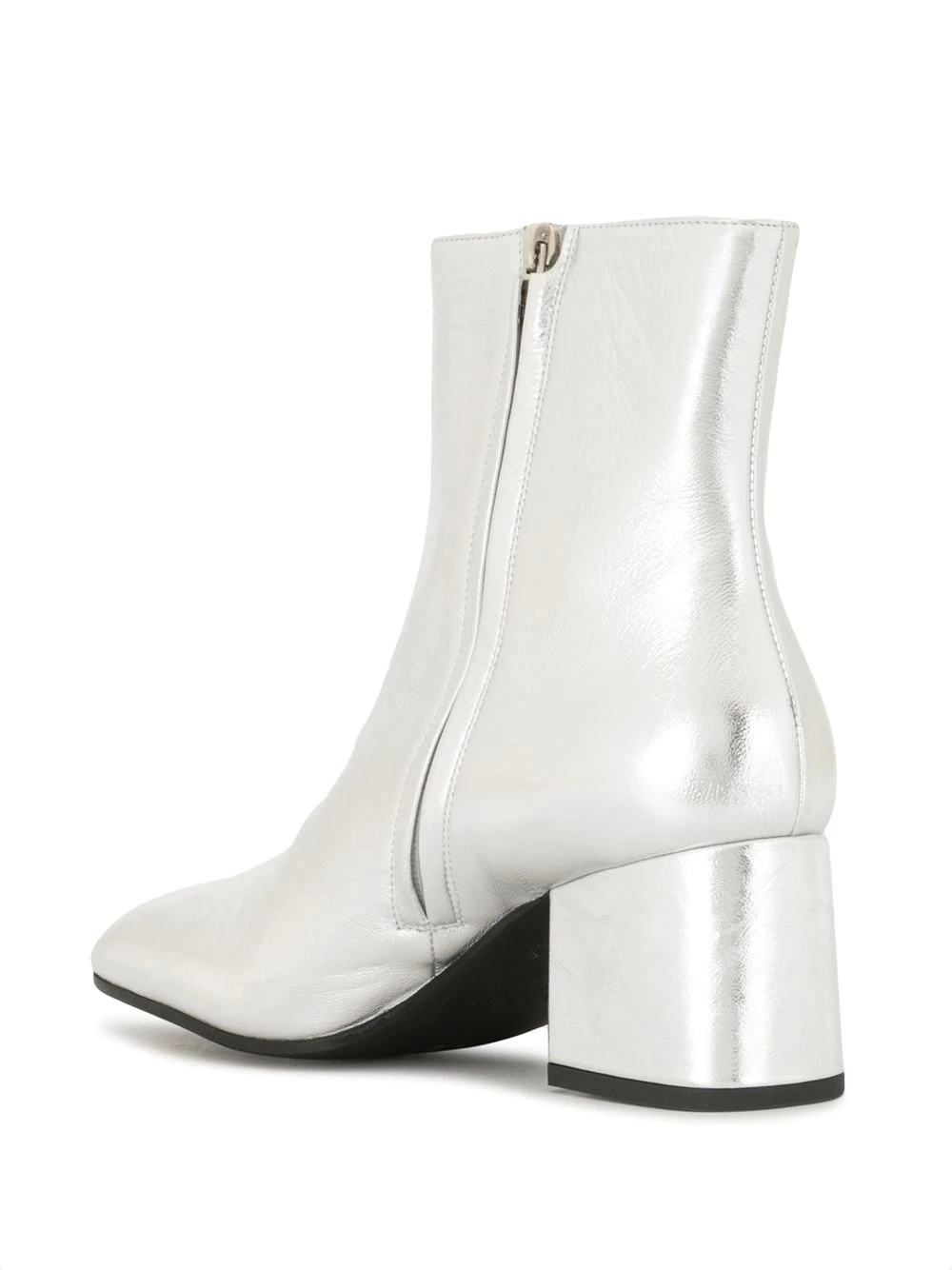 metallic square-toe ankle boots - 3