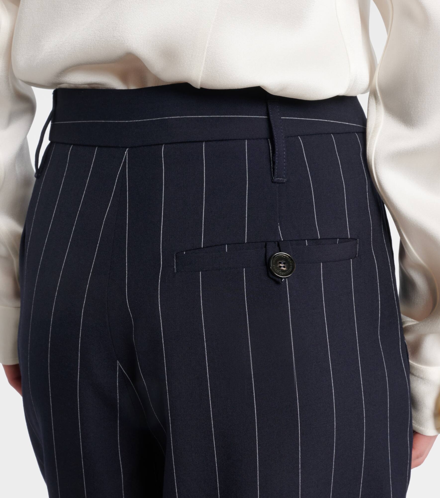 Pinstripe wool tapered pants - 5