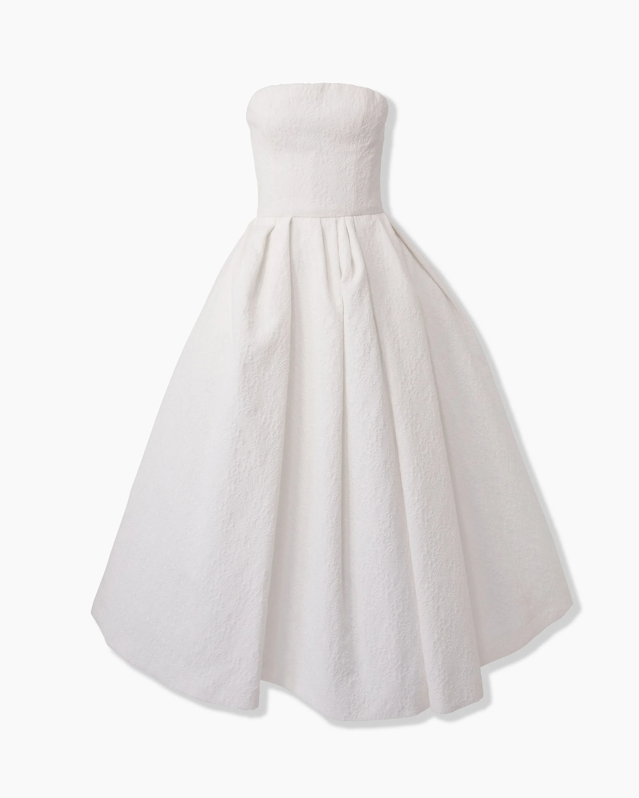 Floral Cloque Strapless Midi Dress - 1