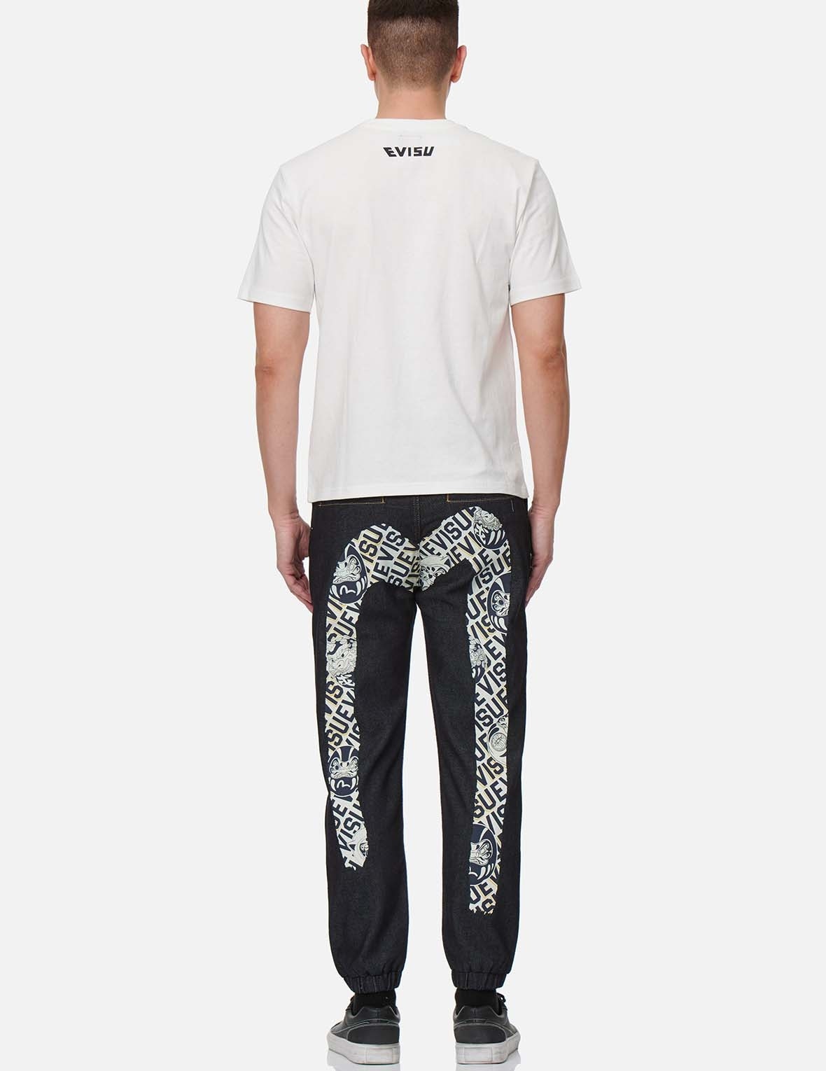 DARUMA BUDDIES DAICOCK PRINT DENIM JOGGER PANTS - 5