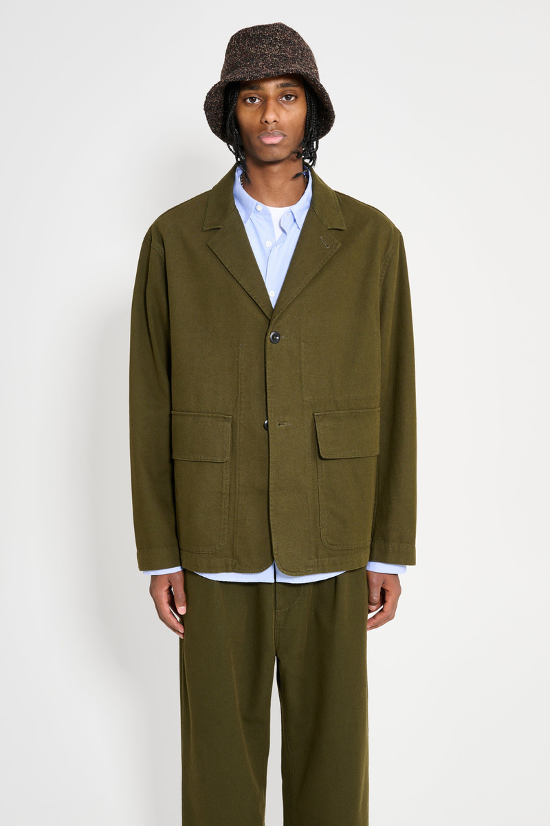 MARGARET HOWELL MHL FLAP POCKET BLAZER COTTON WOOL DRILL MOSS 1