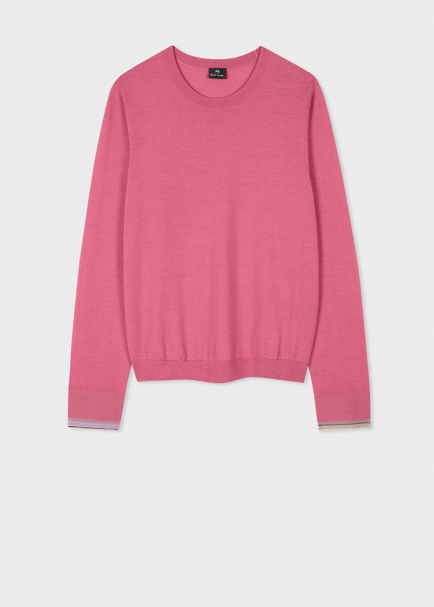 Women's Pink Knitted Crew Neck Sweater - 1