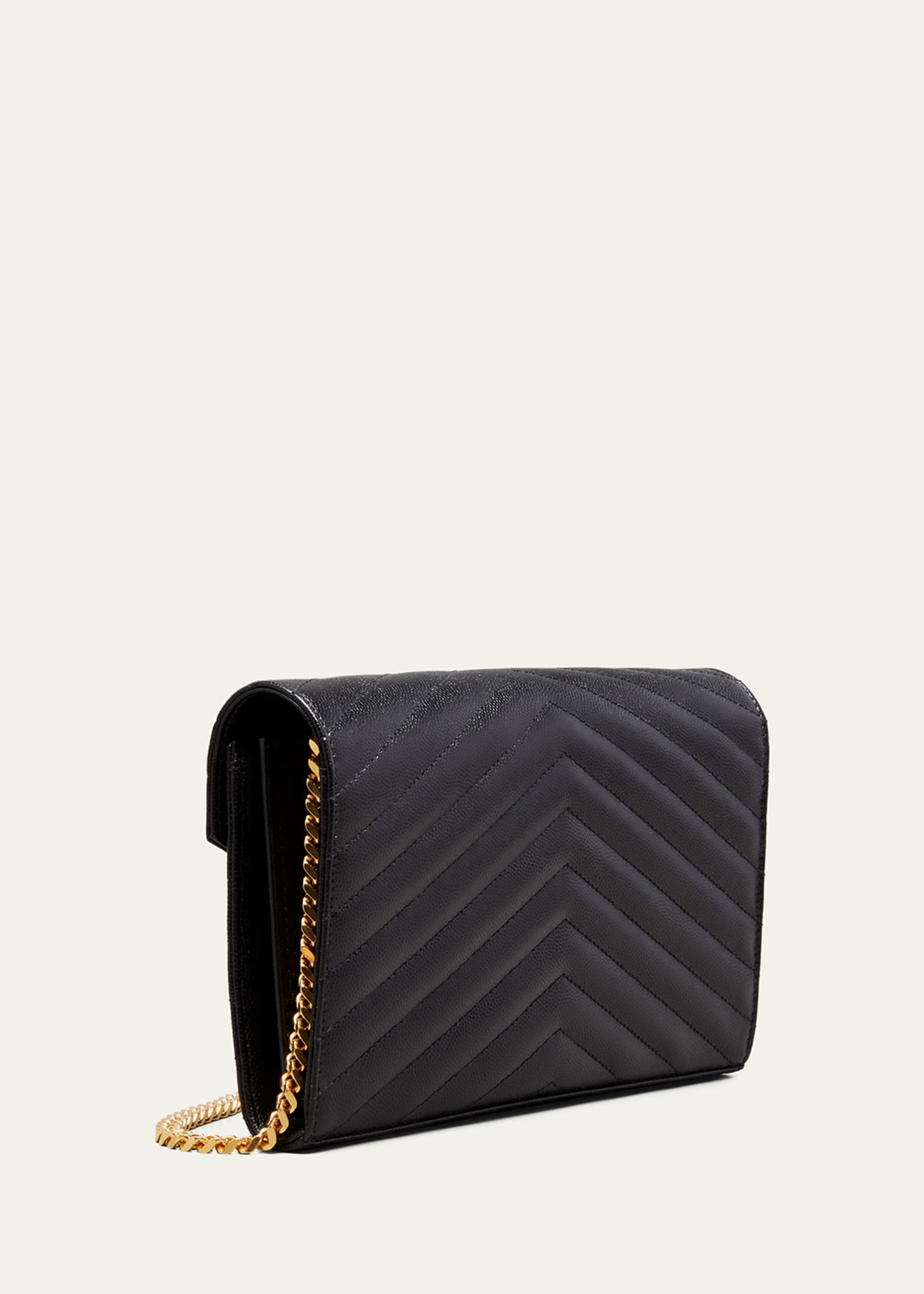 YSL Monogram Large Wallet on Chain in Grained Leather - 3