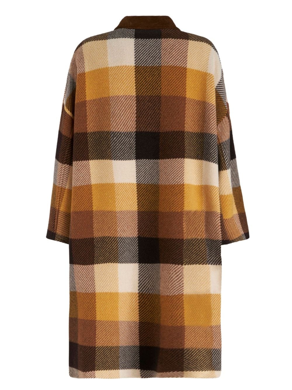 check-pattern wool coat - 7