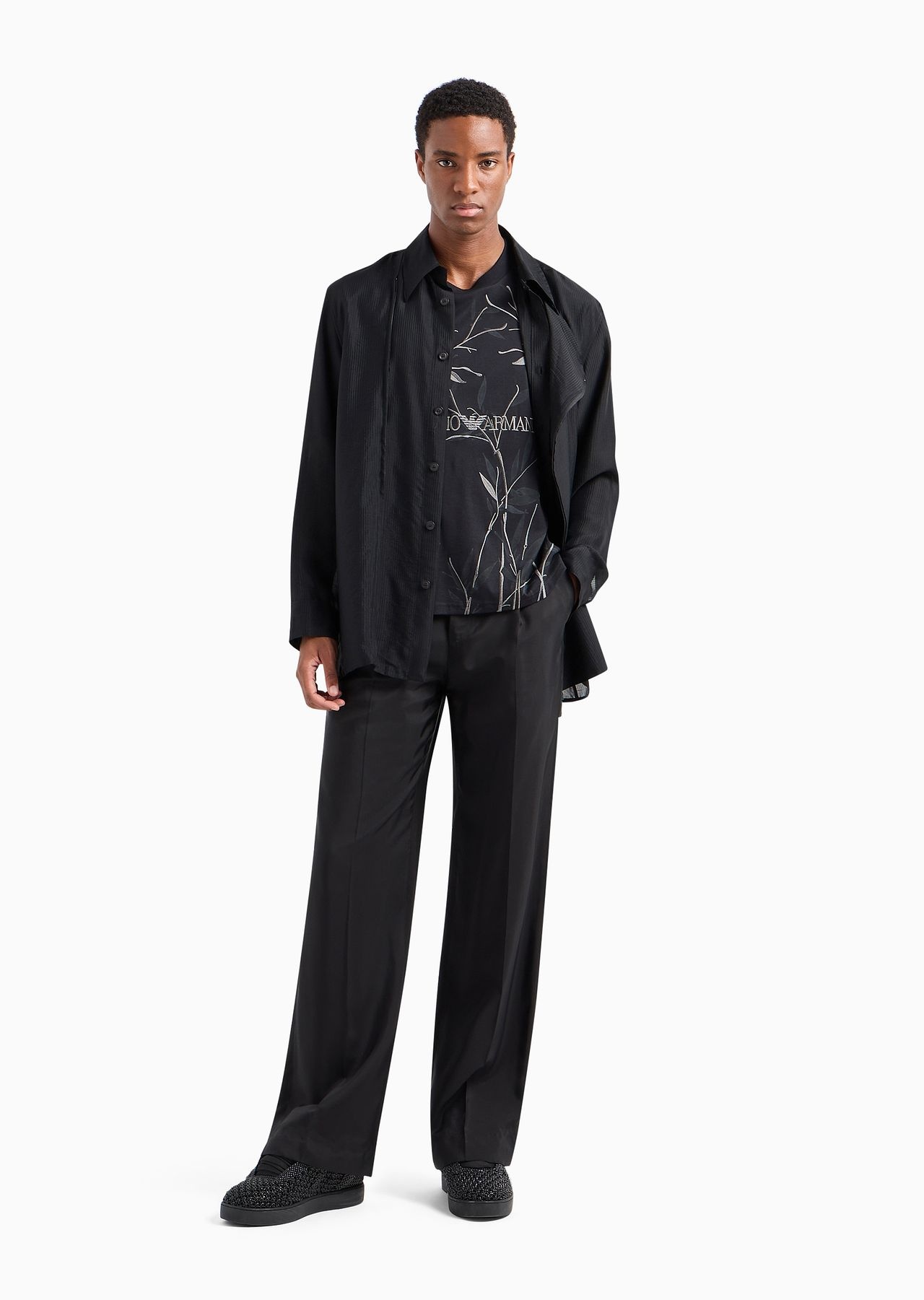 Micro-ribbed fluid viscose trousers with crease - 4