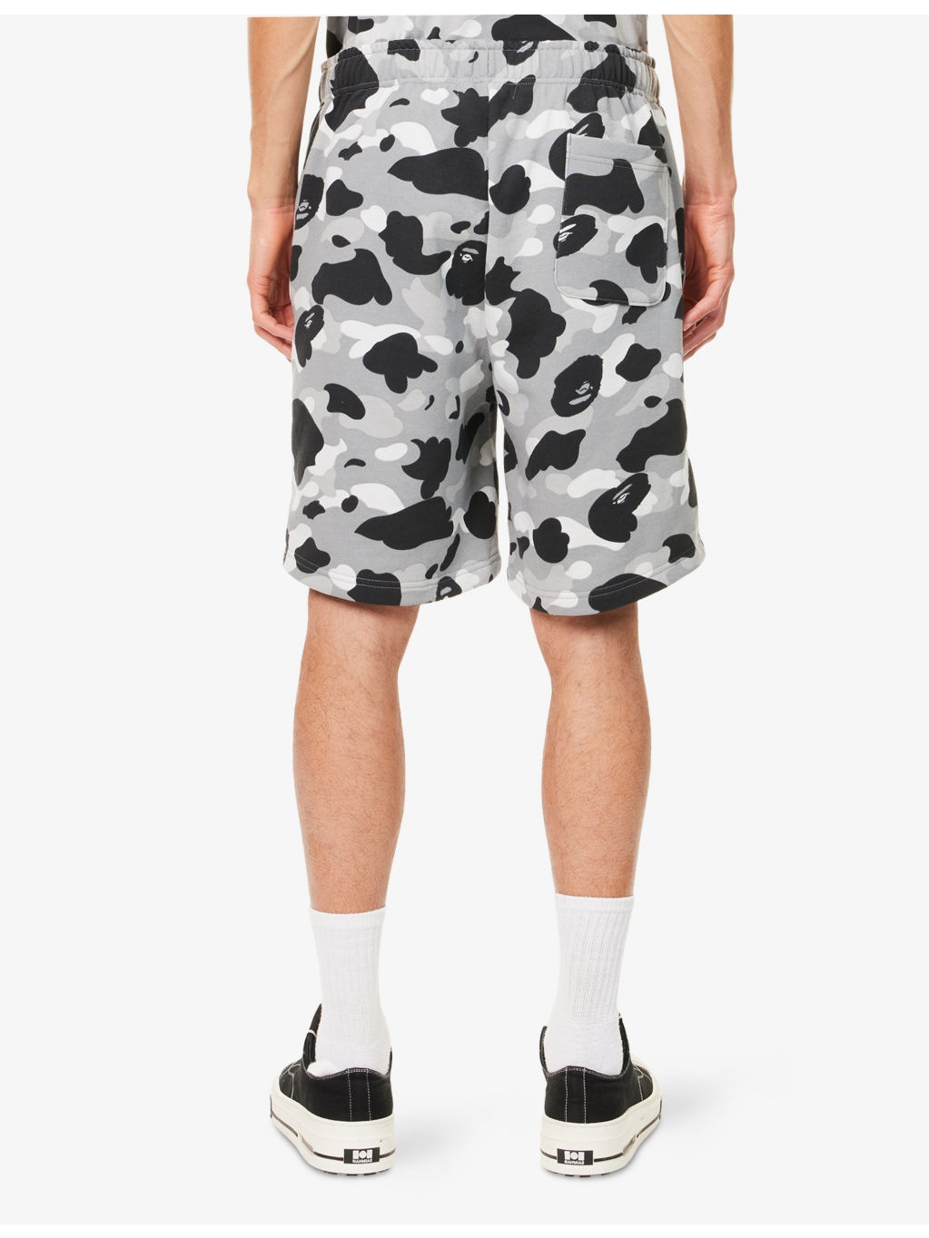 Camo Shark Printed Cotton Sweat Shorts - 4