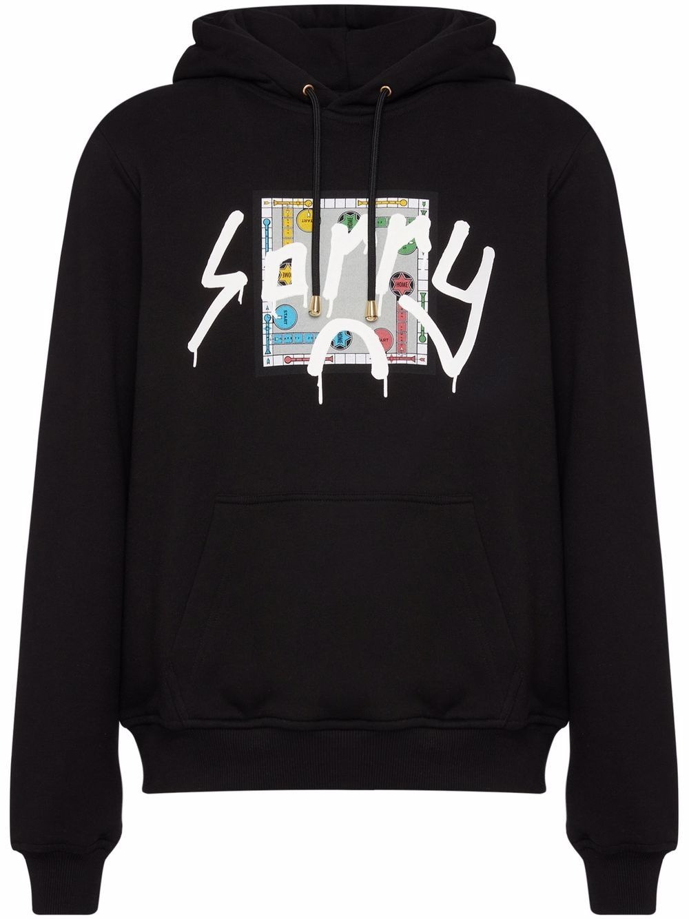 slogan-print cotton hoodie - 1