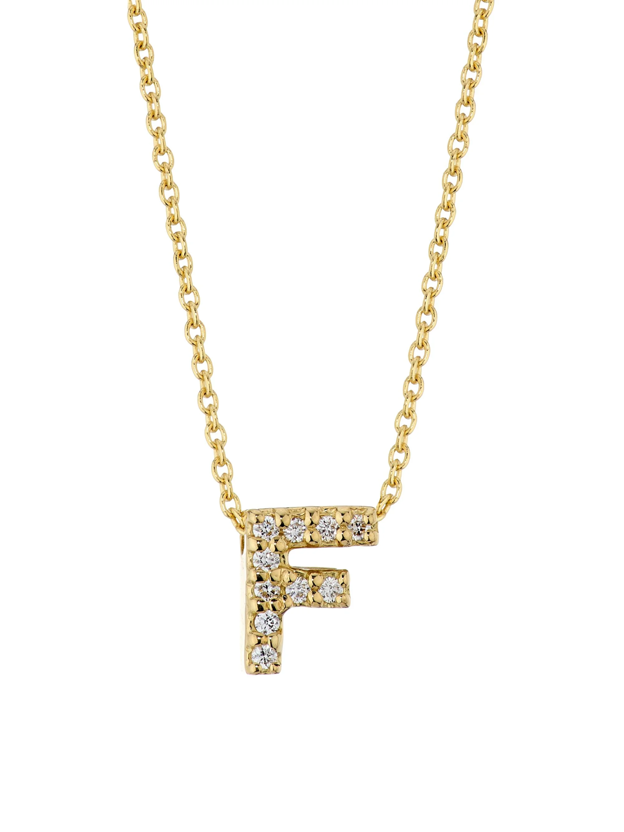 Women's Tiny Treasures Diamond & 18K Yellow Gold Initial Necklace - Initial F - 1