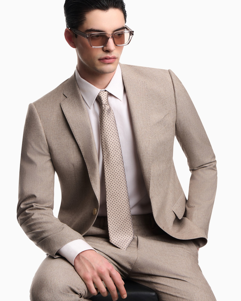 EMPORIO ARMANI SINGLE-BREASTED SUIT IN FRESH WOOL CANVAS WITH PRINTED YARN outlook