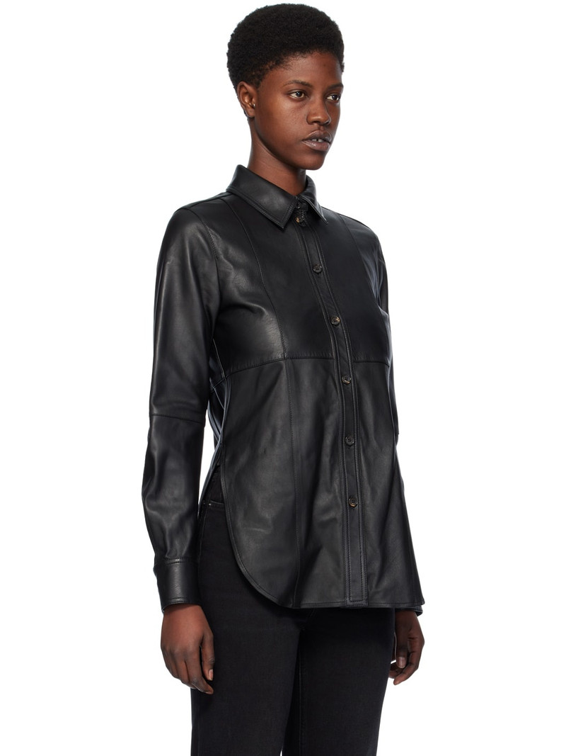 TOTEME Black Slim Leather Shirt outlook