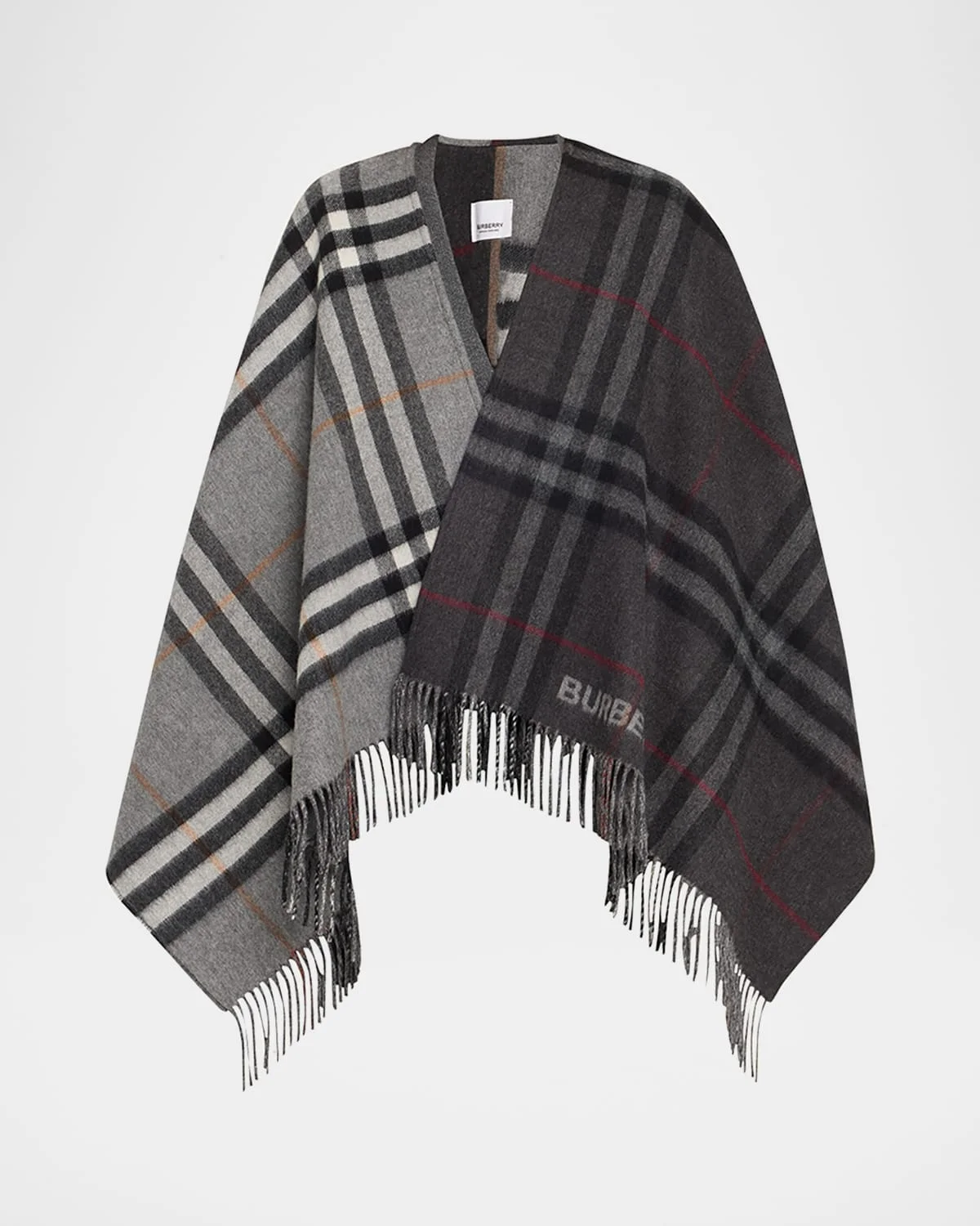 Giant Check Logo Cashmere-Blend Cape - 1