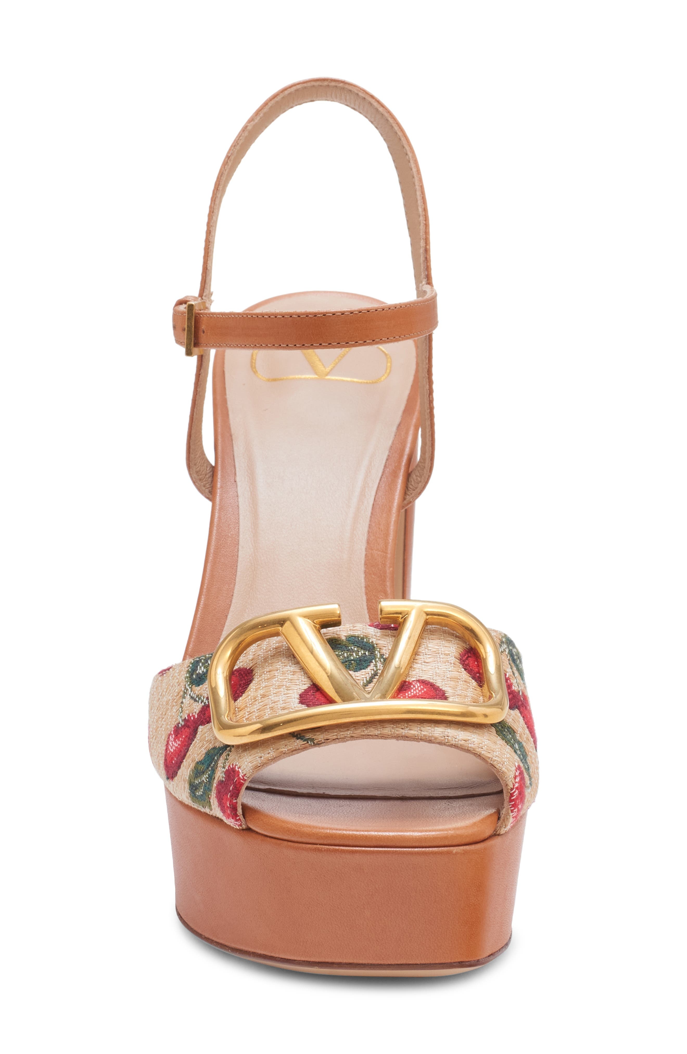 Valentino Garavani VLOGO Cherries Platform Sandal in 32H Naturale/Rosso at Nordstrom - 4