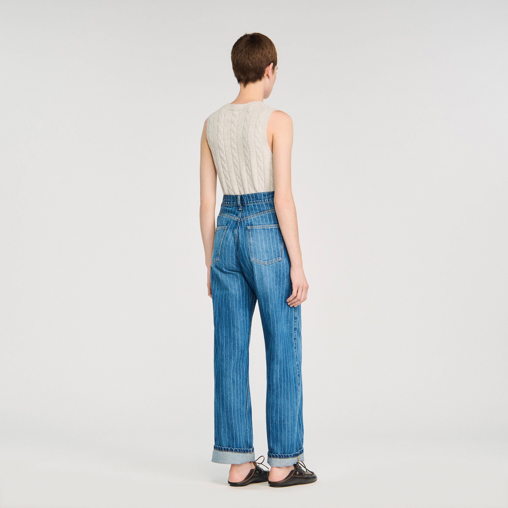 WIDE-LEG STRIPED JEANS - 5