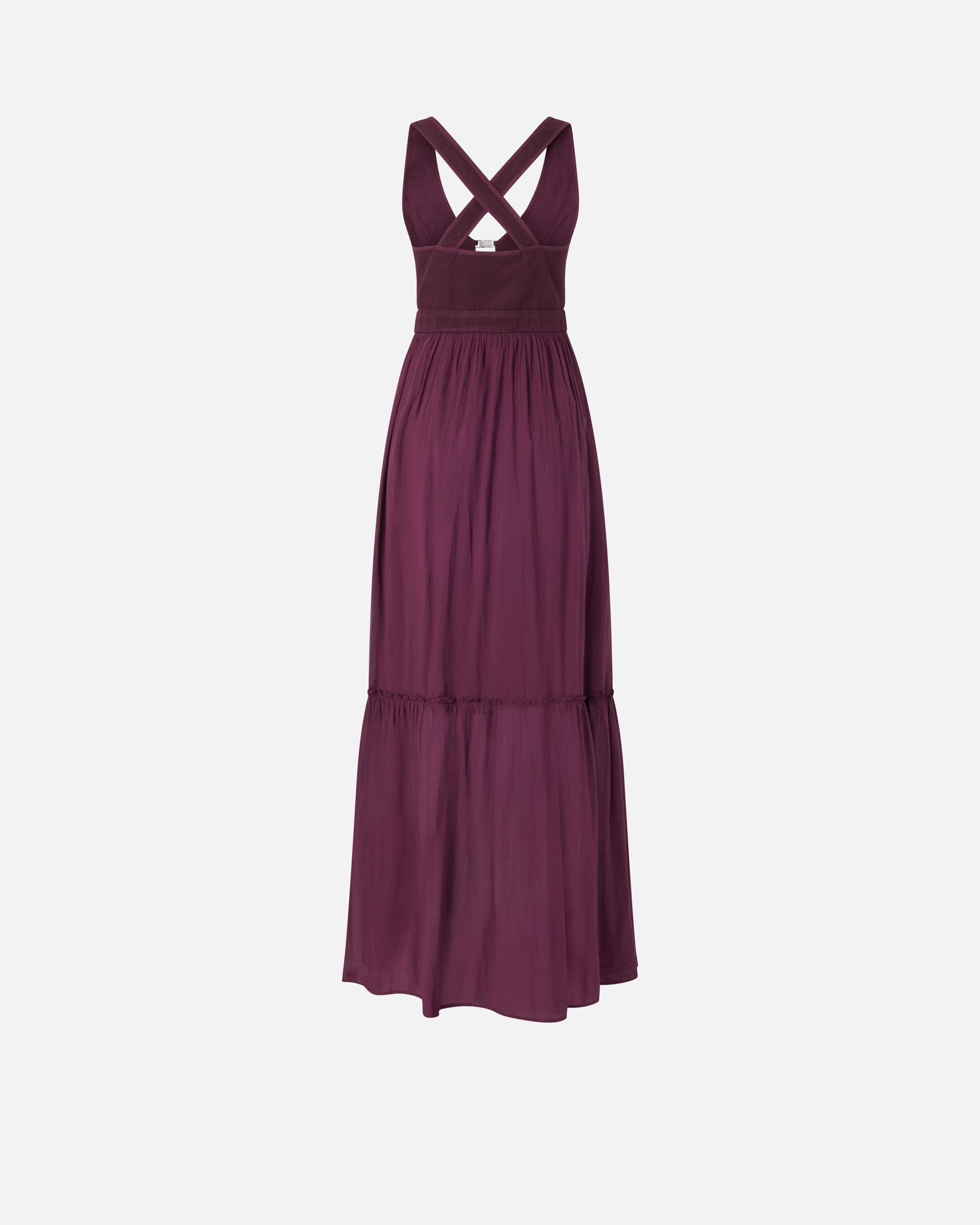 SLEEVELESS LONG COTTON DRESS WITH NECKLINE - 2