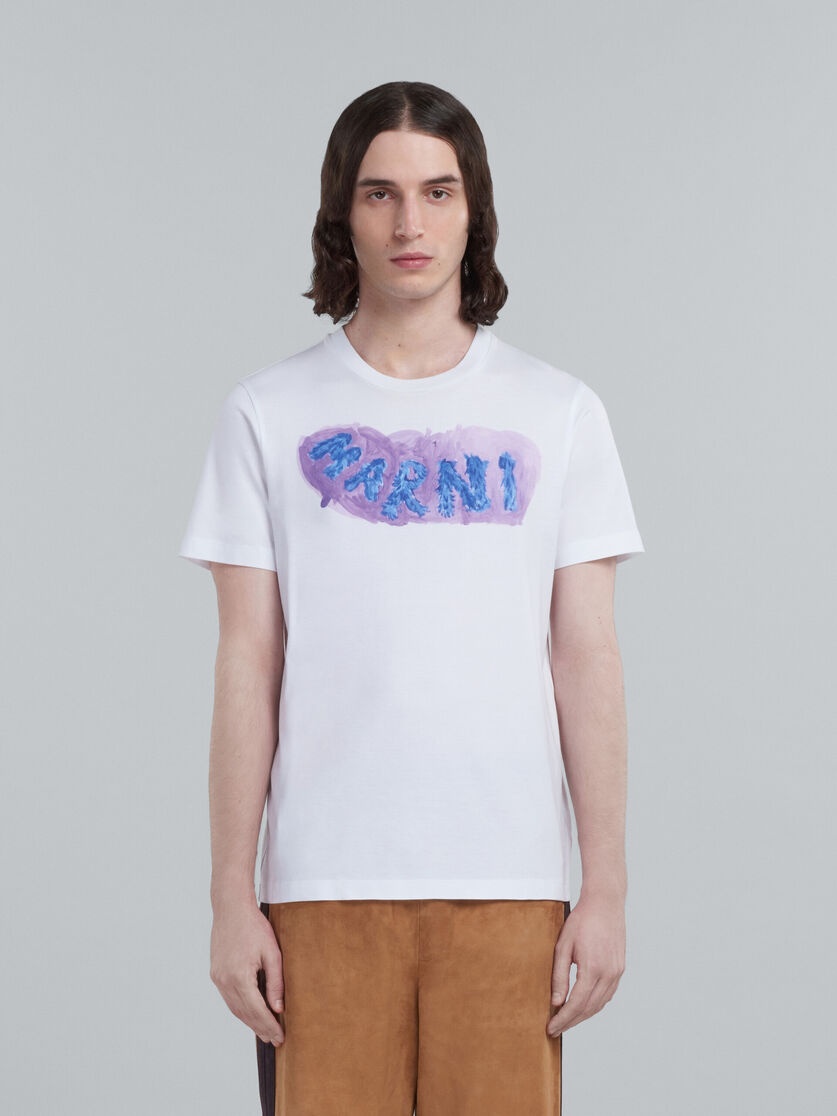 IVORY BIO COTTON T-SHIRT WITH GRAPHIC PRINT - 2