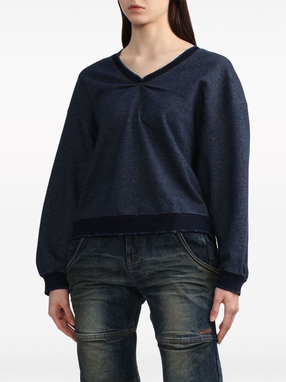 ruched-detail cotton sweatshirt - 3